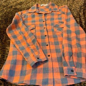 Orange and gray flannel button up